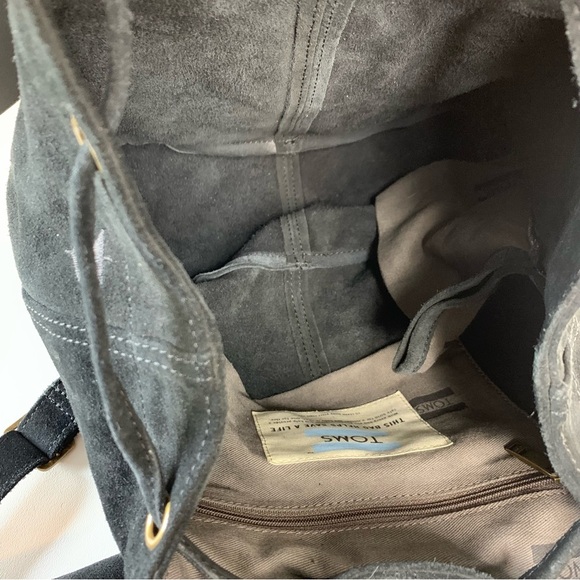 TOMS Black Suede‎ Embroidered Poet Flap Backpack Bag - Picture 14 of 15